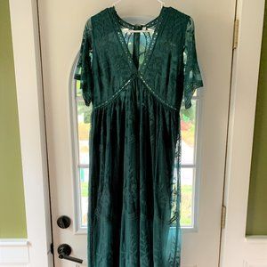 Forest Green Lace Maternity Maxi Dress